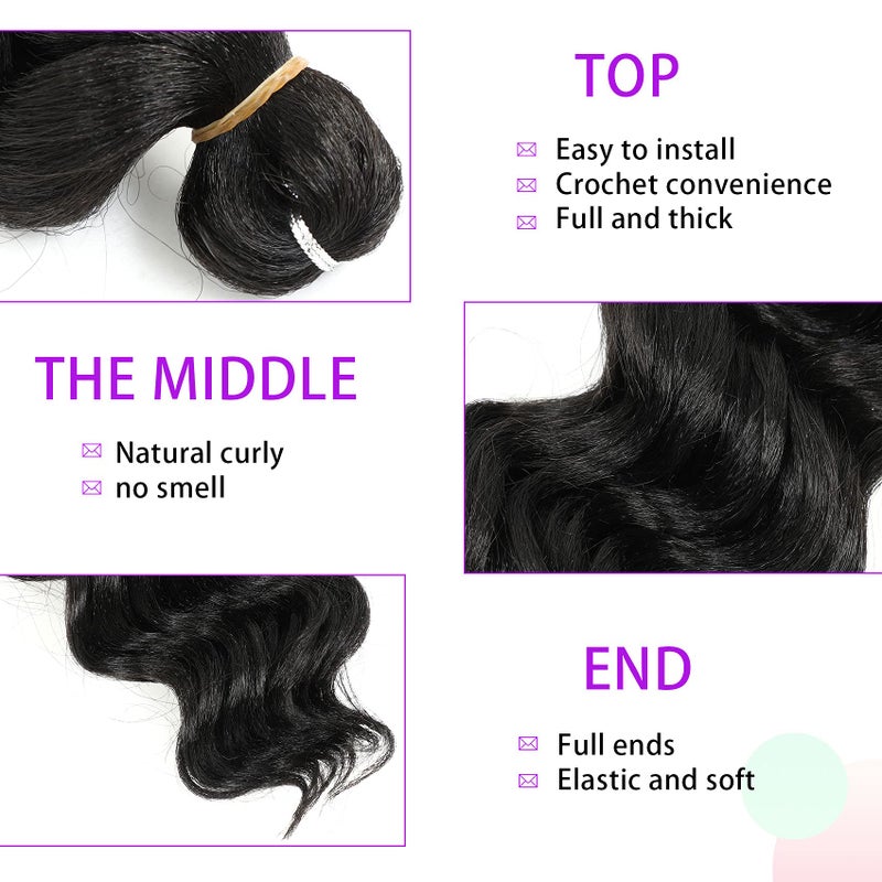 Ameli Ocean Wave Crochet Hair Natural Black Deep Wave Crochet Hair for Black Women Synthetic Curl Braiding Hair Extensions 8 Packs (14 Inch, 1B) - Image 2